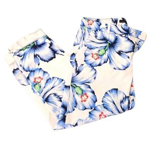 ZARA WOMAN White Floral Ankle Cute Trouser